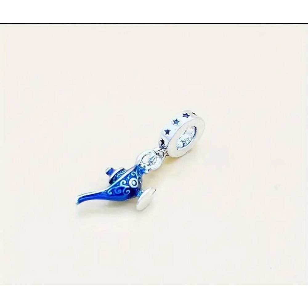 Genie Lamp Charm Pendant Blue Silver